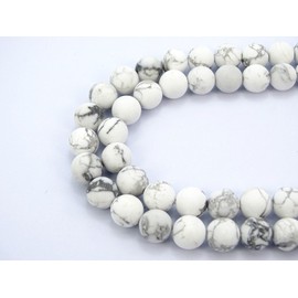 jennysun2010 Natural Matte Frosted White Howlite Gemstone 8mm Round Loose 50pcs Beads 1 Strand for Bracelet Necklace Earrings Jewelry Making Crafts Design Healing