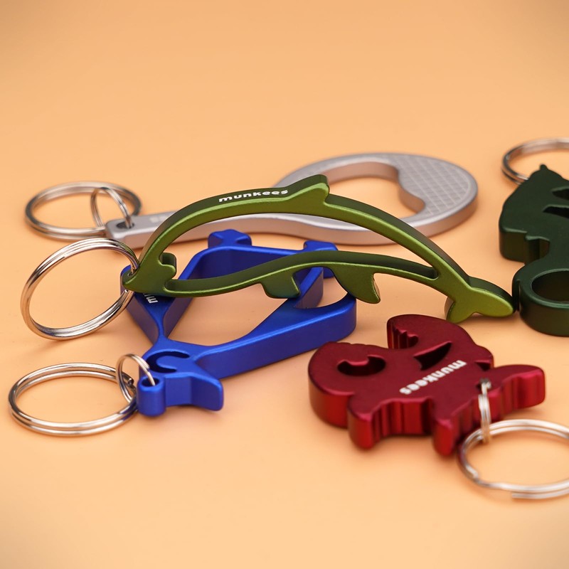 munkees イルカ 栓抜き キーホルダー 2個パック アルミニウム キー ビールオープナー アウトドア 旅行アクセサリー