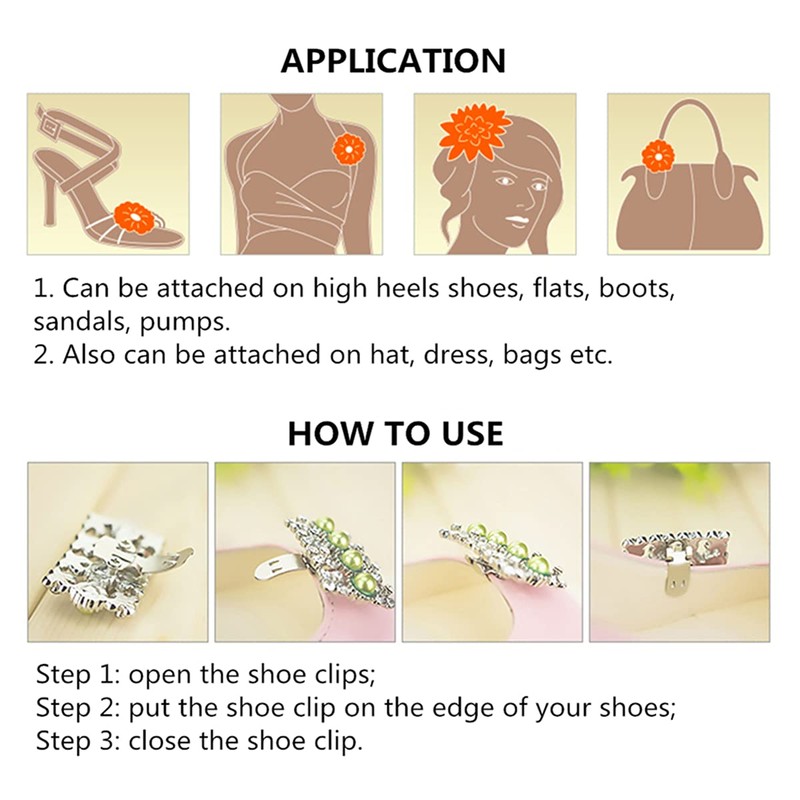 Ivory Pearl Gold Tone Rhinestone Crystal Wedding Bridal Shoe Clips
