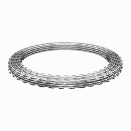 33ft Razor Wire, Ribbon Barbed Wire Fence, Galvanized Steel Concertina Fencing with Pliers Gloves for Garden Farm Factory Highway Protection