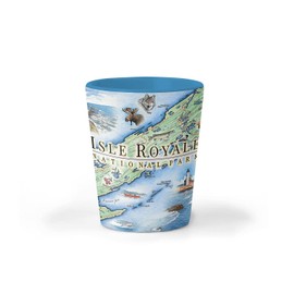 Xplorer Maps Isle Royale National Park Map Shot Glass – 1.5 oz Ceramic – BPA-Free, Durable Gift for Home, Office, Bar, or Souvenir