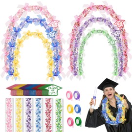 Junkin 24 Set Candy Lei Tubing Graduation Candy Lei Making Kit Class of 2025 Hawaiian Congrats Grad Long Ribbons Dessert Filler for Party Graduate Gifts(Multicolor)