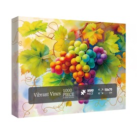 Colorful Grapes Puzzles for Adults 1000 Pieces Fruit, Beautiful Fun Art Plant Jigsaw Puzzles, Pretty Painting Nature Fantasy Puzzle