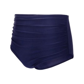 Tempt Me - Bikini de cintura alta para mujer, parte inferior de bikini con fruncido retro, Azul marino, X-Small