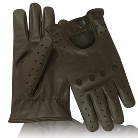 Real Soft Lambskin Leather Men's Driving Brown Gloves 507 (Large)