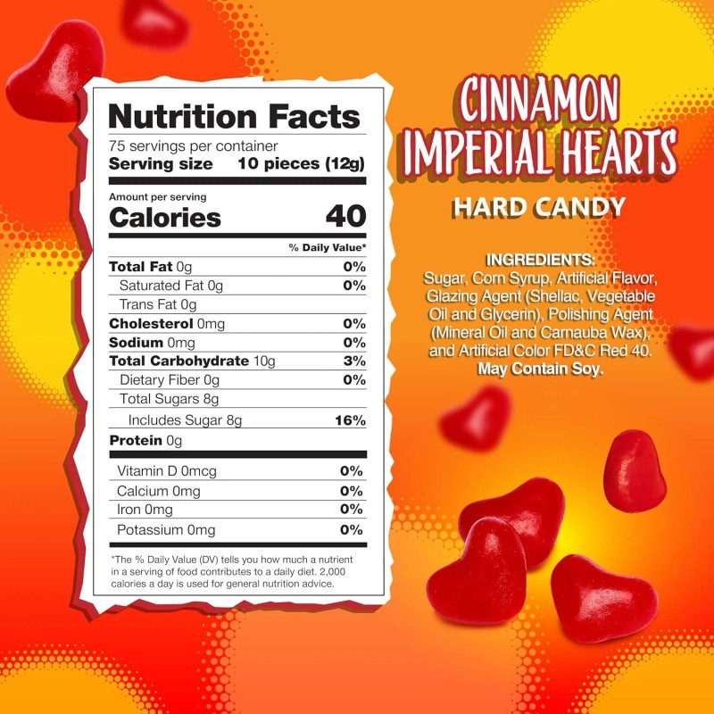 SunnyIsland Cinnamon Imperial Hearts | 2-Pound Bag | Red Hot