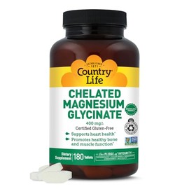 Country Life - Glicinato de magnesio quelado, 400 mg - 180 comprimidos