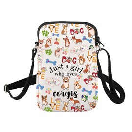 ENSIANTH Corgi Crossbody Bag Corgi Gifts for Corgi Lovers Cell Phone Purse Corgi Owner Gift Cute Corgi Print Crossbody Pouch (241119 girl corgi c)