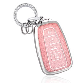 OFF WE GO for Toyota Key Fob Cover with Keychain, Soft TPU Key Case Protection Compatible with Toyota RAV4 Camry Corolla 4Runner Highlander Prius GT86 Avalon C-HR Key Accessories, Pink