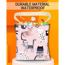 ANKVRP Car Trash Can, Durable Hanging Car Trash Garbage Bag, Cute Automotive Garbage Cans Organizer, Cute Pink Cartoon Cats