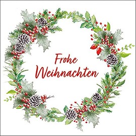 Ambiente Napkin Lunch 33 x 33 cm Motif: Christmas Wreath White – Merry Christmas 20 Pieces per Pack
