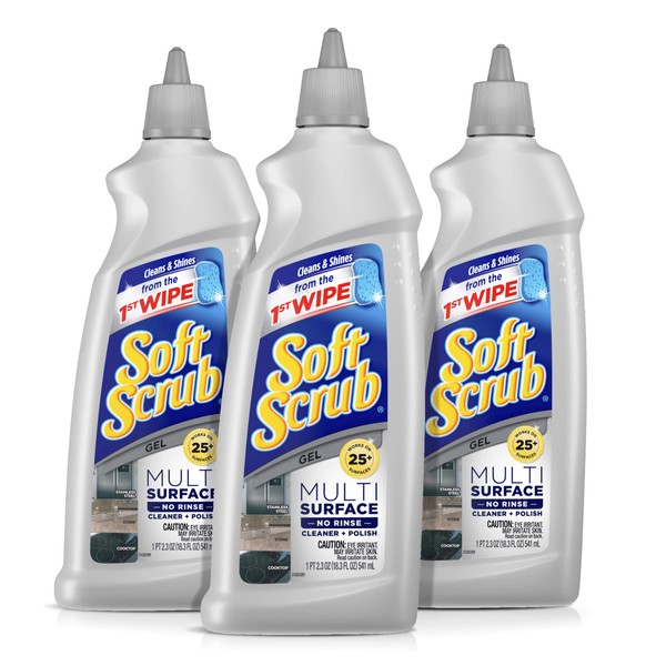 Soft Scrub Multisurface Gel Cleaner and Polish, 18.3 Ounce, Pack of 3