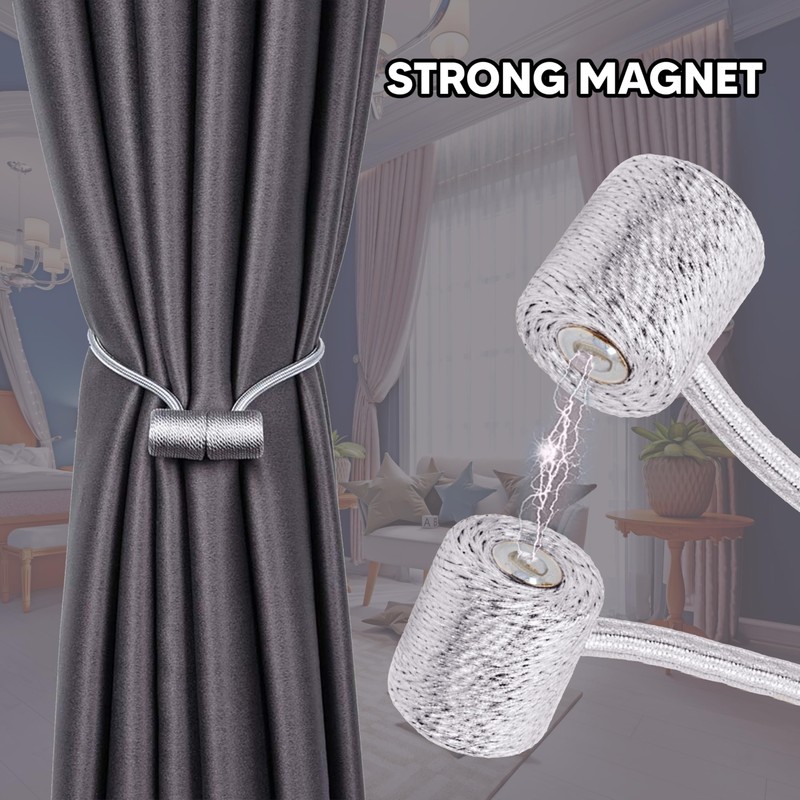 2 Pieces Magnetic Curtain Tie backs, Holdbacks Holders Hooks,Drapes Clips
