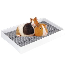 FHTONGE Guinea Pig Litter Box for Cage, Guinea Pigs Litter Pan with Grid, Rectangular Small Amimal Potty Trainer Tray Pet Toilet for Rat Chipmunk Chinchilla Hedgehog Hamster Ferret Rabbit