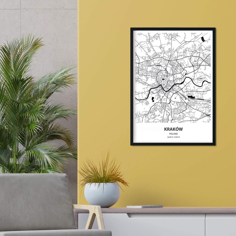 Nacnic Poster with map of Krakow - Poland. Sheets cities