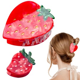 2 PCS Strawberry Claw Clips Acetate Claw Clips Strawberry Hair Clip Strong Hold Hair Claws Small Claw Clips Non-slip Hair Catch Jaw Clamp Unique Retro Design Hair Accessories for Women Girls