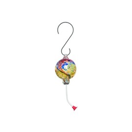 Transpac Whimsical Colorful Swirl Orb 4 x 5 Stained Glass Decorative Hanging Wild Hummingbird Feeder Outdoor Garden Ornament, TS01401