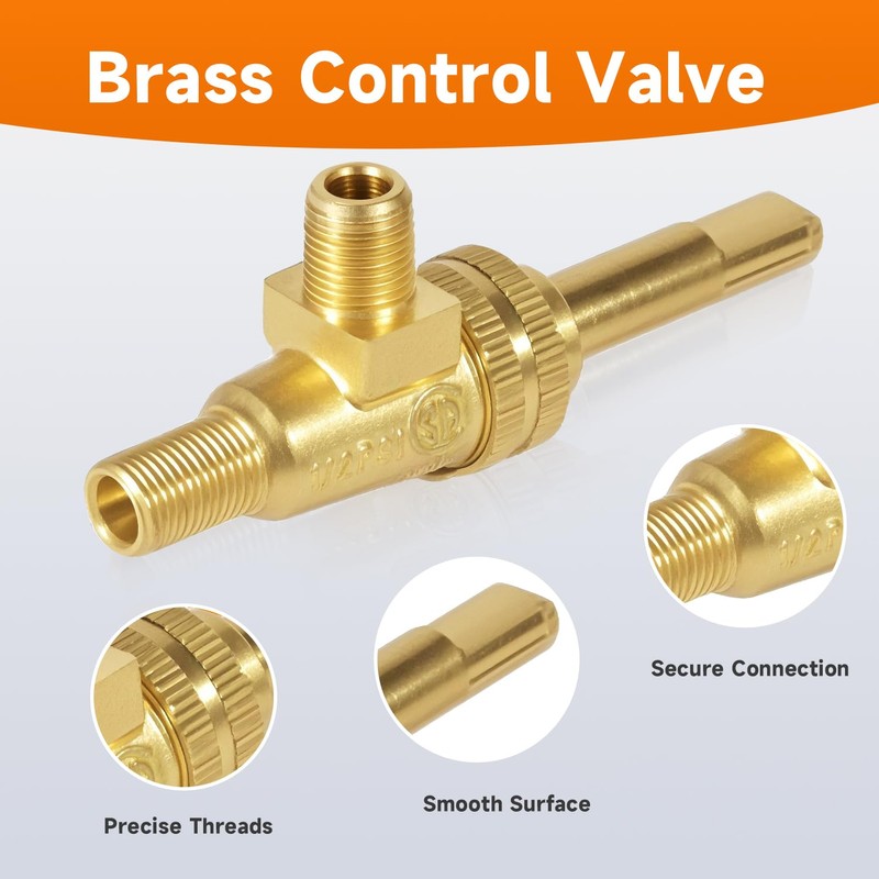 LEYURISE 4 Pack Gas Burner Valve 1/8" MPT X 3/8-27