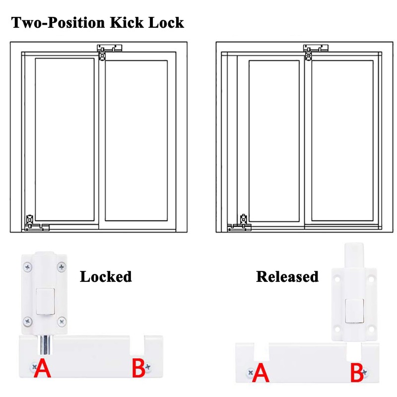 2 Pack Sliding Patio Door Foot Kick Lock, A Secondary
