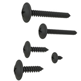 Phillips Flat Head Self-Tapping Screws with Disc, Black, Galvanised
