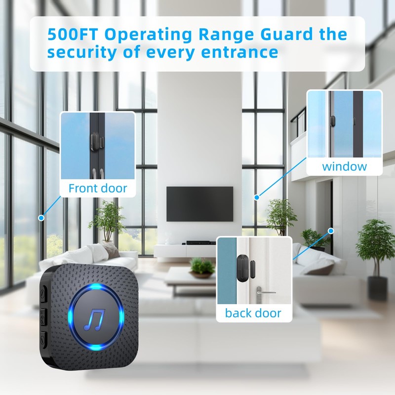 SANJIE Wireless Door Alarm Sensor Chime, 800FT Operating Range 55