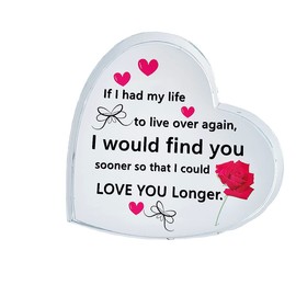 Anniversary Wedding Gifts for Women I Love You Gift for Women Wife Her Girlfriend Birthday Present Crystal Glass Heart Valentine's Day Gift