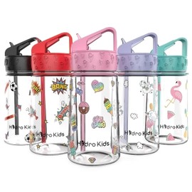 HydroKids Water Bottle with Straw – 400ml BPA Free Kids Water Bottles for School Travel Sports – Leakproof Childrens Drink Bottle for Girls Boys Childs