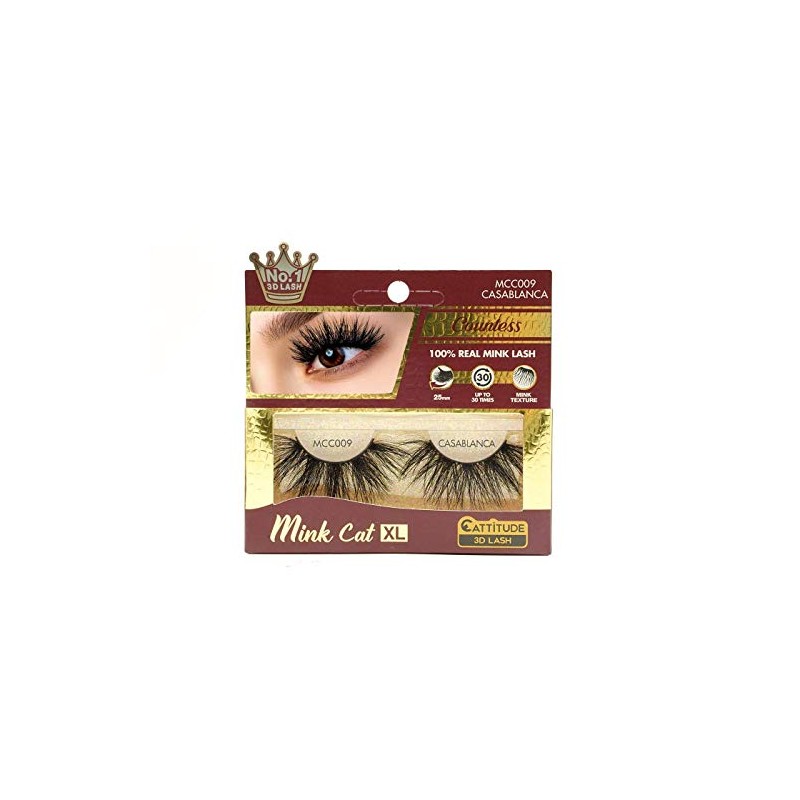 CATTITUDE 3D LASHES Casablanca Countess Mink Cat 25mm False Eyelashes,