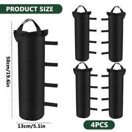 Lelang Pack of 4 Gazebo Sandbags, 800D Oxford Sandbags for Weighting, Thick Gazebo Weights, 50 x 20 cm Sandbags for Weighing for Gazebo, Garden, Tent, Beach