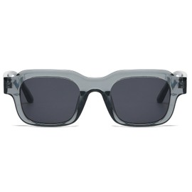 YAMEIZE Rectangle Sunglasses for Women Men Square Vintage Retro Sunglasses Trendy Thick Frame UV400 Protection