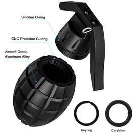 Aufew Tactical Pill Holder, Durable Aluminium Pill Box with Keyring & Carabiner, Portable Waterproof EDC Gadget for Travel, Outdoor, Daily Use (Black)