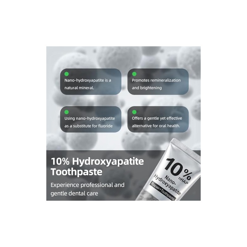 10% Nano-Hydroxyapatite Toothpaste for Sensitive Teeth: Fluoride-Free, Whitening, and Enamel