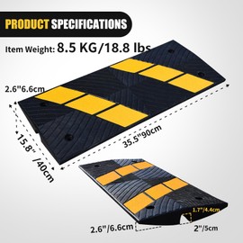 BESEA Car Driveway Ramps Rubber Curb Ramp 22000lbs Load Capacity 2.6INCH Rise Curbside Bridge Ramp for Warehouse Garage Sidewalk(2Pack)