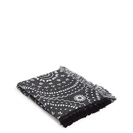 Vera Bradley Women's Recycled Cotton Indoor/Outdoor Throw Blanket, Black Bandana Medallion, One Size