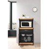 Hodedah Microwave Kitchen Cart, Black-Beech