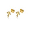 LUXSTAR Cross Stud Earrings, Men's, Women's, 925 Silver, Gold, Gold,