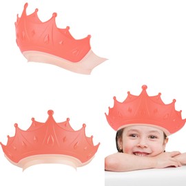 RosewineC Baby Shower Cap Shield for Eye and Ear Protection, Adjustable Hair Washing Bath Hat Shower Cap for Kids from 6 Months to 9 Years Old, Crown Shape (Pink)