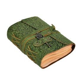 LEATHER VILLAGE Handmade Leather Bound Journal for Women- Green | 7"X5" (A7) Medium | 260 Pages Blank of Vintage Paper Writing, Sketchbook, Notebook