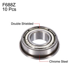 sourcing map F688Z Flanged Ball Bearing 8mmx16mmx5mm Double Metal Shielded (GCr15) Chrome Steel Bearings 10pcs