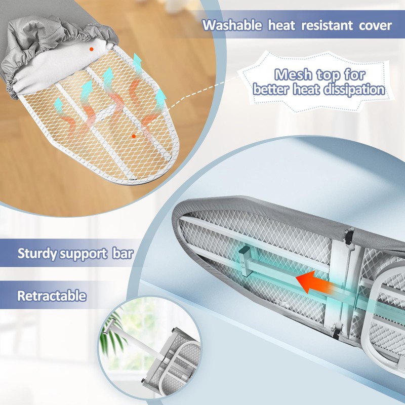 VerRich Foldable Wall Mounted Ironing Board 36” x 12”180°Rotatable Ironing