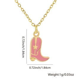 ALRNBY Cowboy Boot Necklace for Women Gold Cowgirl Necklace Choker Western Jewelry Charm Necklace Trendy Gold Boot Pendant Necklace for Women Men Gift (Pink)