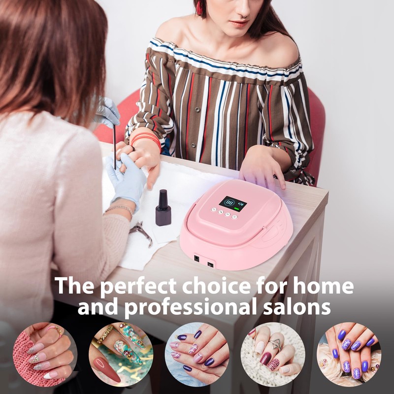Purtato 126W Cordless Rechargeable UV LED Nail Lamp with Large
