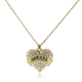 Inspired Silver - Israel - Gold Necklace for Women - Pave Heart Pendant Chain Necklace Jewelry Gift with Cubic Zirconia - Women's Necklace Charm with Lobster Claw Clasp