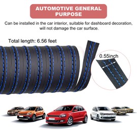 KVAEY Car Interior Trim Strips, Automotive Flexible Leather Moulding Line for Door Panel Gap, Universal DIY Decorative Dashboard Line Strip Fit Cars Trucks SUVs, Car Accessories (Blue)