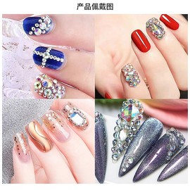 LBPEPAMZ 6Box 12Grid Colorful Resin Nail Charms Flat Bottom Nail Rhinestone Diamonds Mixed Color Glitter Nails Supplies for Acrylic Nails 3D Clear Shiny Nail Art Charm for Women DIY Manicure Decor