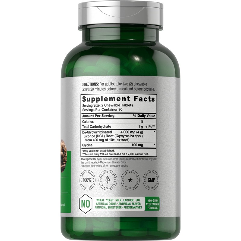 Horbäach DGL Licorice Chewable Tablets | 4000mg | 180 Count