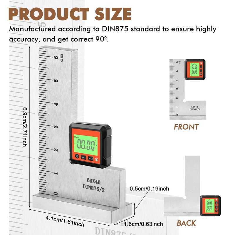 Fentar Engineer's Square, Precise 90° Try Square Made of Solid