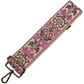 CXTAI 2inch Wide Flower Replacement Handbags Straps for Women Lady Girls Crossbody Purse Canvas Bag Strap (Beige/Pink/Brown)