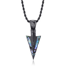 TALYKONG Arrowhead Necklace for Men Arrow Pendant Abalone Shell Viking Necklace Jewelry Gifts for Men Women