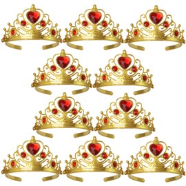 XiangGuanQianYing - Juego de coronas de princesa para niñas pequeñas, tiaras de plástico doradas, para fiestas, para niños, paquete de 10, Mediano, Plástico